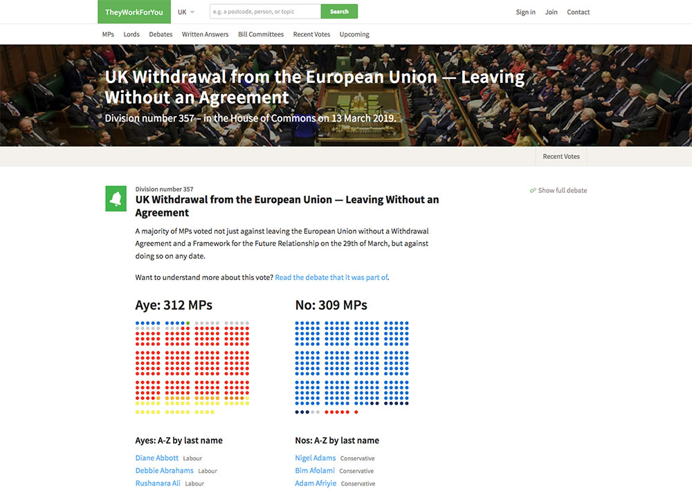 Example division: UK Withdrawal from the European Union — Leaving Without an Agreement